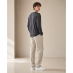 Ice silk drape feel round neck long sleeve T-shirt men loose thin senior sense